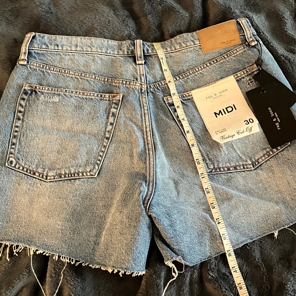New rag & bone midi vintage cut off denim shorts 30 - Picture 4 of 7